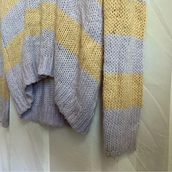 L'ACADEMIE Park Rib Knit Striped Sweater Lavender Orange V-Neck Lightweight XS - Picture 5 of 9